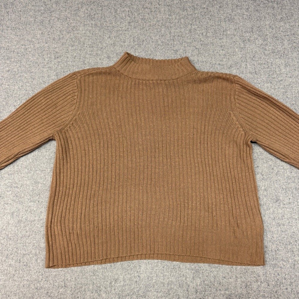H&M Divided Ribbed Knit Mock Neck Sweater Size Small Brown Long Sleeve Top